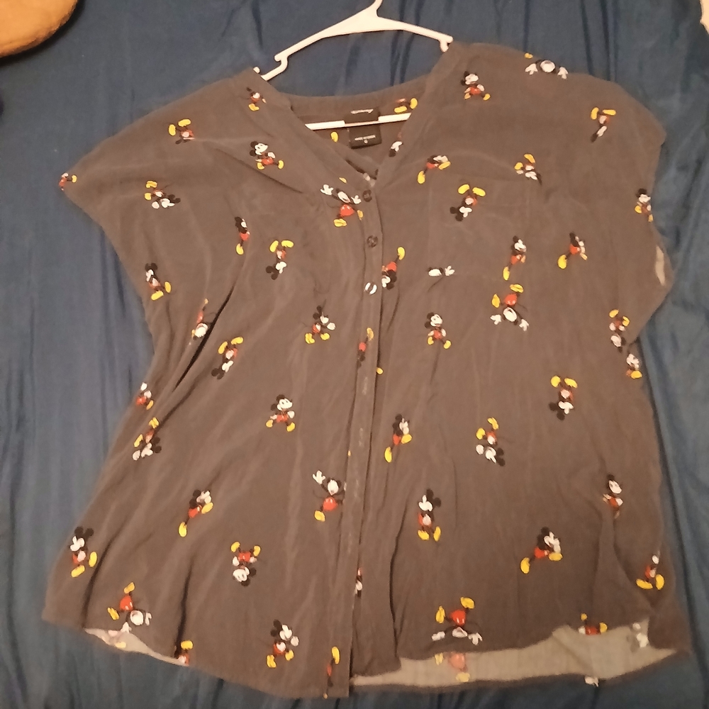 Women's Gray Mickey Disney Print Top